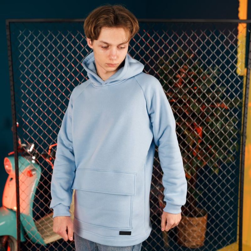 Худі South basic fleece blue   oversize