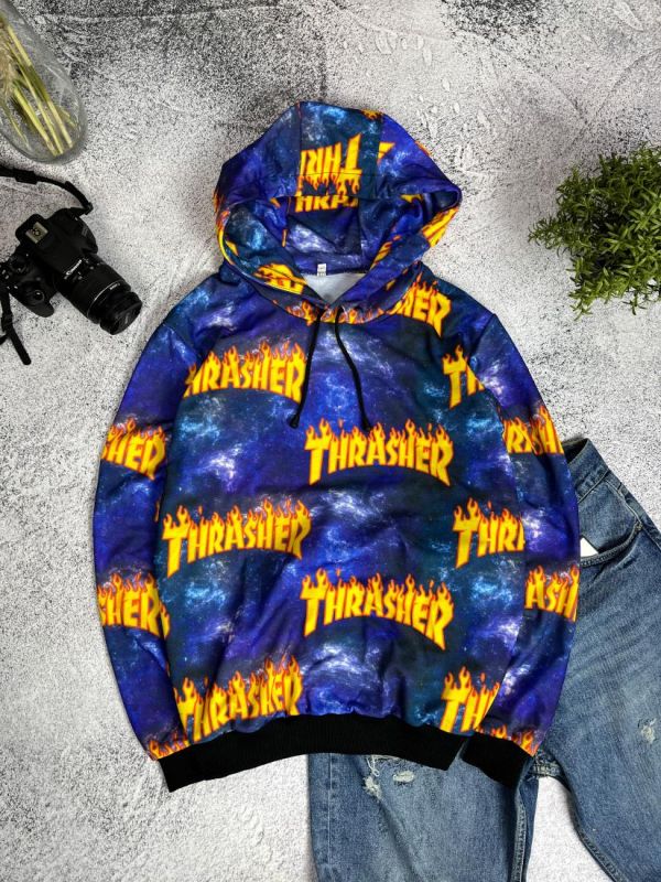 Стильный синий худи Thrasher